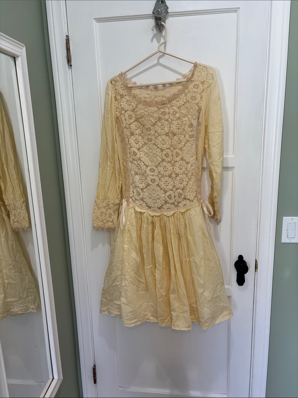 Handmade upcycled boho romantic long sleeve lace dress